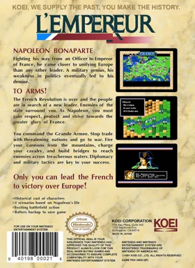 Empereur, L' (USA) box cover back